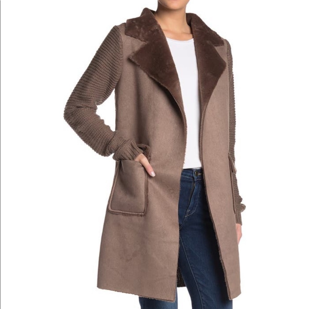 Love Token Faux Fur Sweater Back Jacket